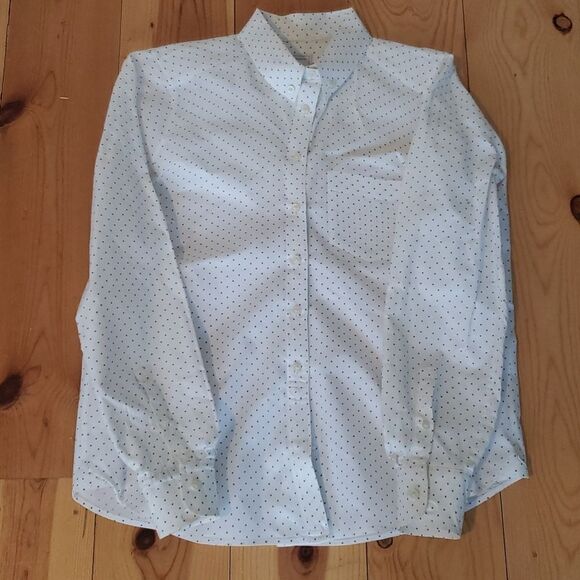 Small Gap button down white blue dots - Picture 1 of 2
